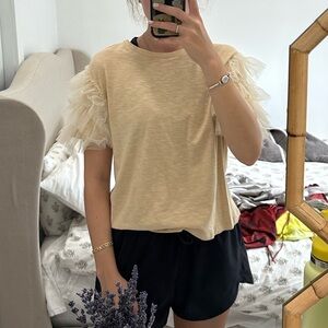 Elegant Cream Ruffle Sleeve Top